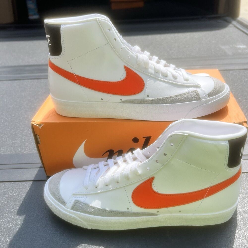Nike Blazer '77 Vintage Mid White Safety Orange Size 9.5 Athletic Shoes